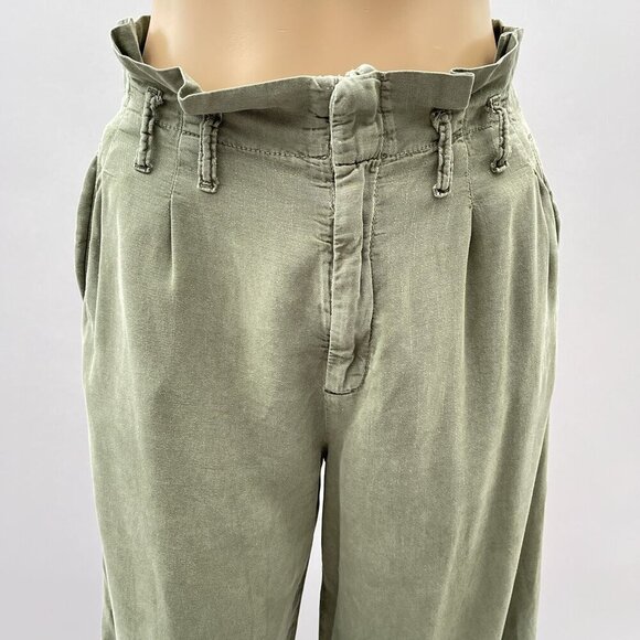 Anthropologie Womens Olive Green Paperbag Waist Cropped Pants Size 4/UK‎ 8R - Picture 2 of 12